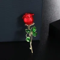 Classic Red Flower Design Brooch